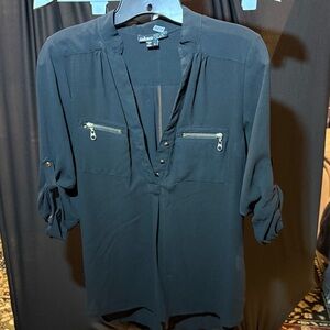 Takara Dark Blue Blouse with Zipper Details 0217